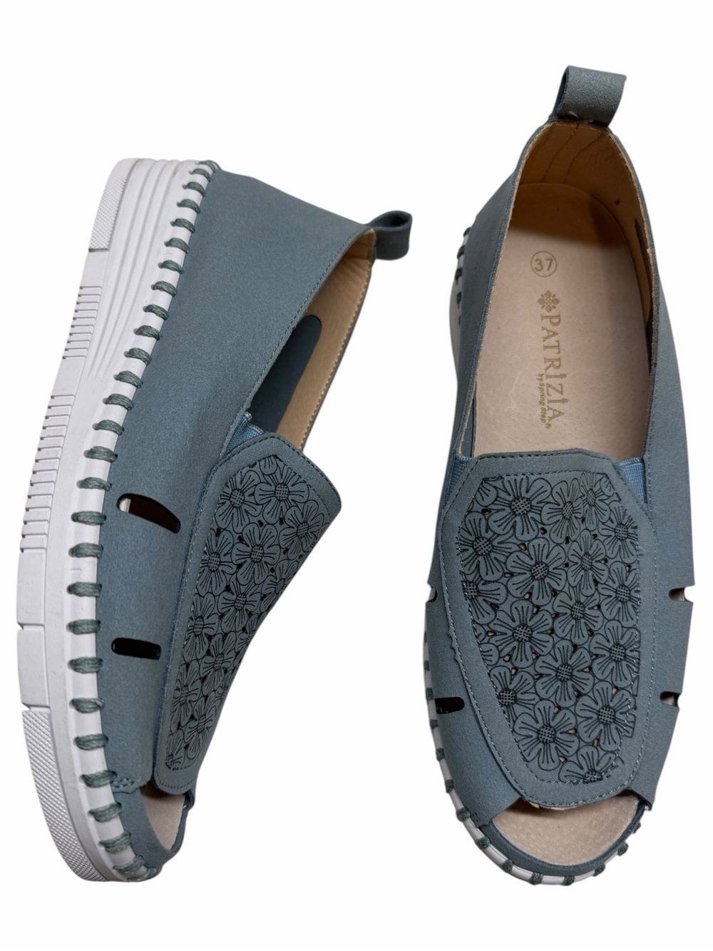 Patrizia Spring Step peep toe cutout floral blue slip on sandal comfort shoe 37